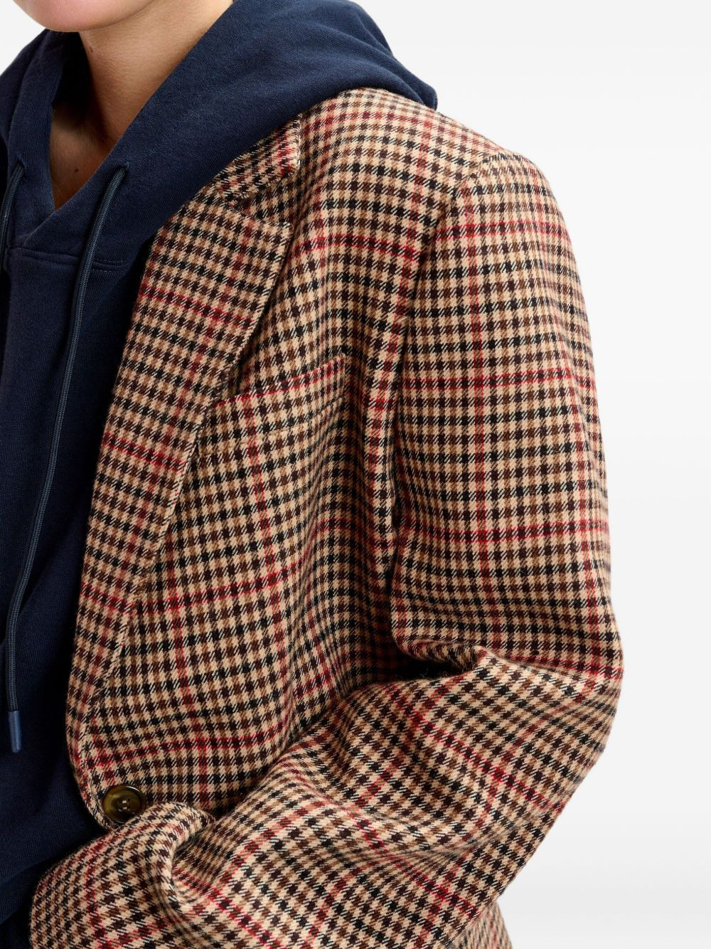 check-pattern single-breasted blazer - 5