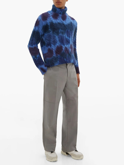 Moncler Grenoble Roll-neck tie-dye mohair-blend cable knit sweater outlook