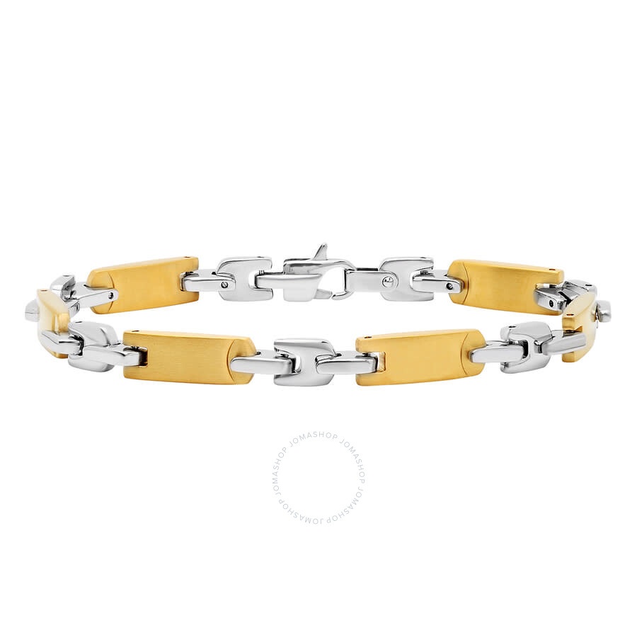 Robert Alton - Robert Alton Two-Tone Stainless Steel Link Bracelet with Yellow Finish - 5