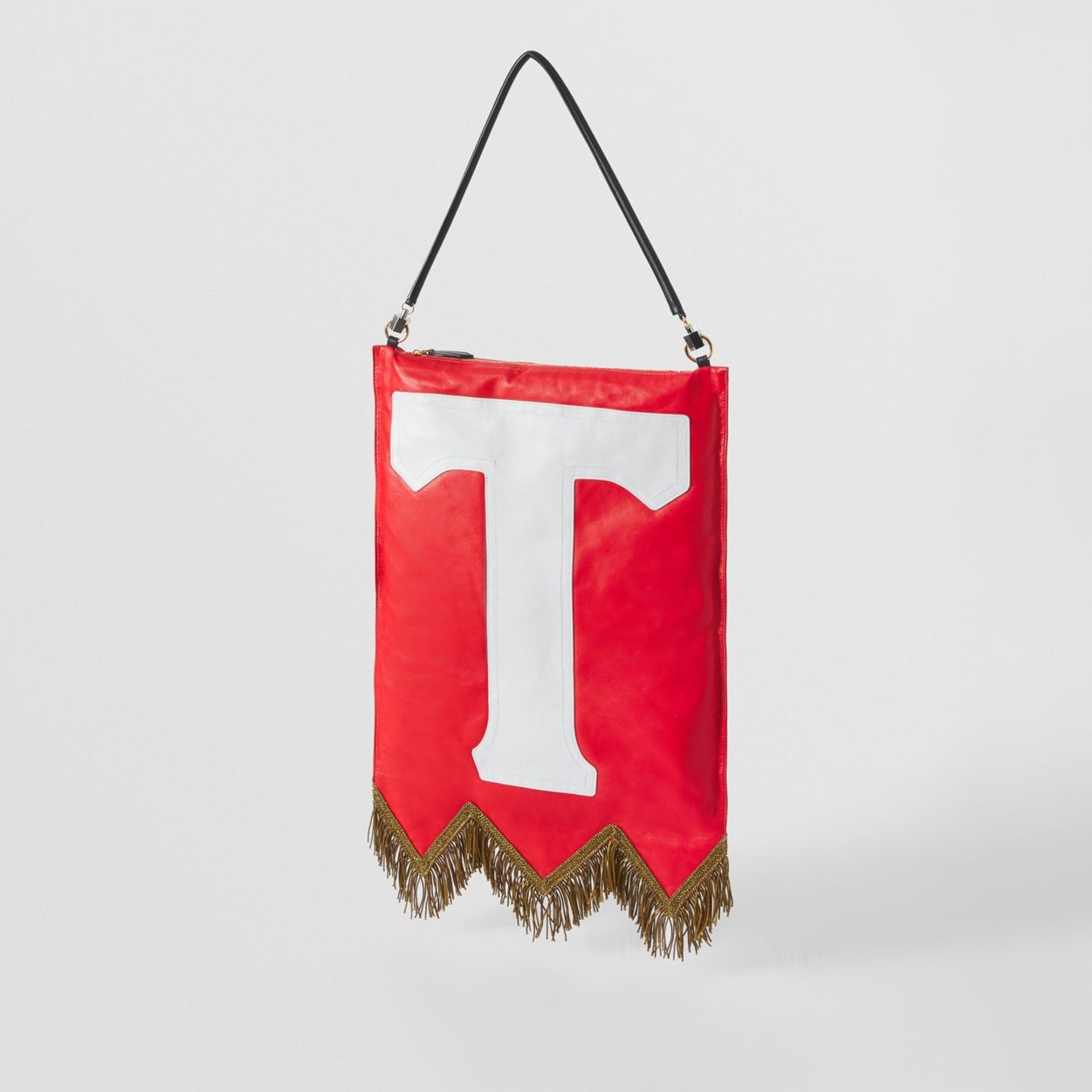 Letter Motif Lambskin Flag Bag - 4