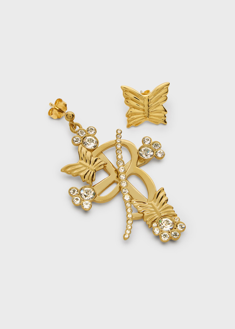 METAL B MONOGRAM EARRINGS WITH STONES 3