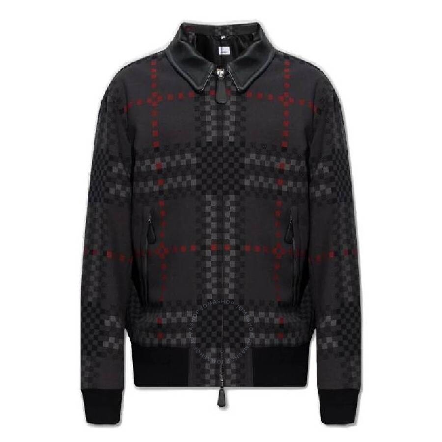 Burberry Men's Dark Thunder Grey Soho Stanmore Pixel-Check Bomber Jacket, Brand Size 50 (US Size 40) - 1
