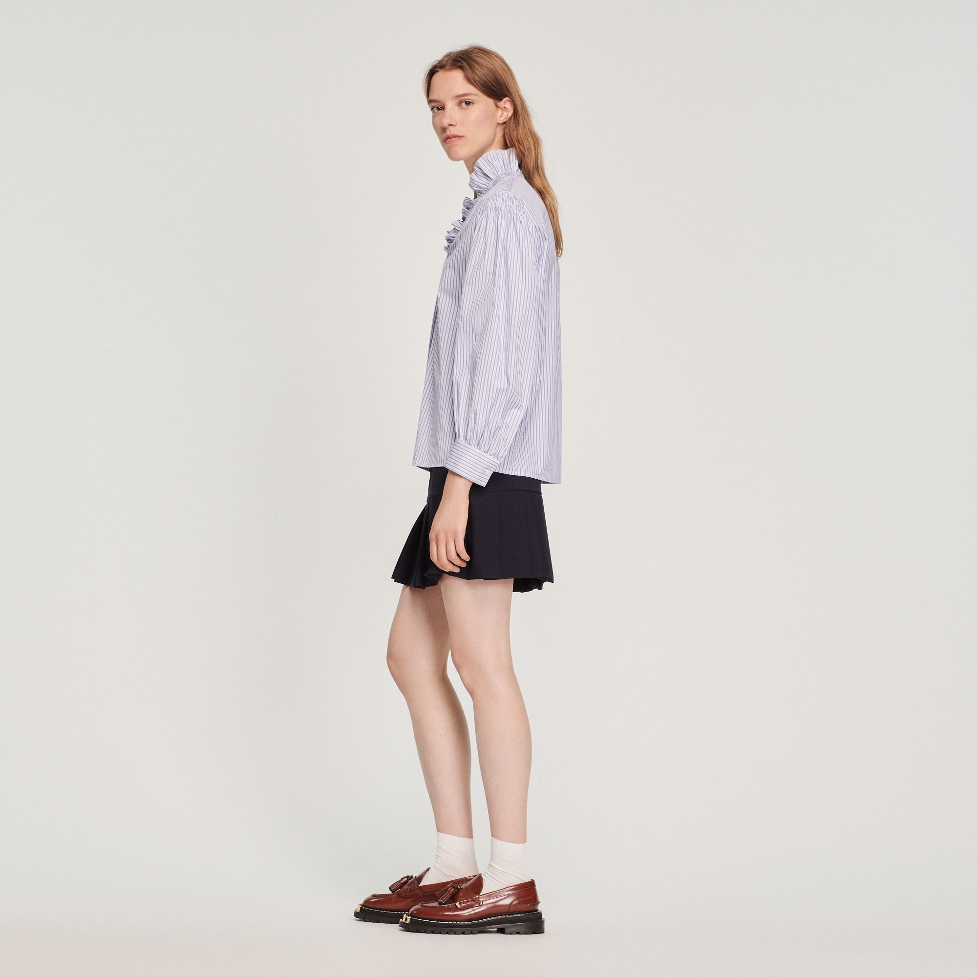 Striped shirt with a fancy collar - 7