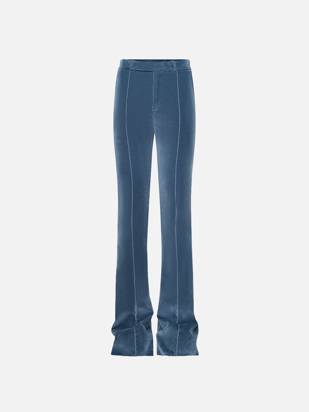 The Slim Stacked Velvet Trouser in Denim Blue - 1