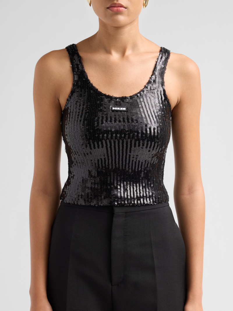 Women's Higher Than Heaven Chloe Sequin Tank Top - Black 5