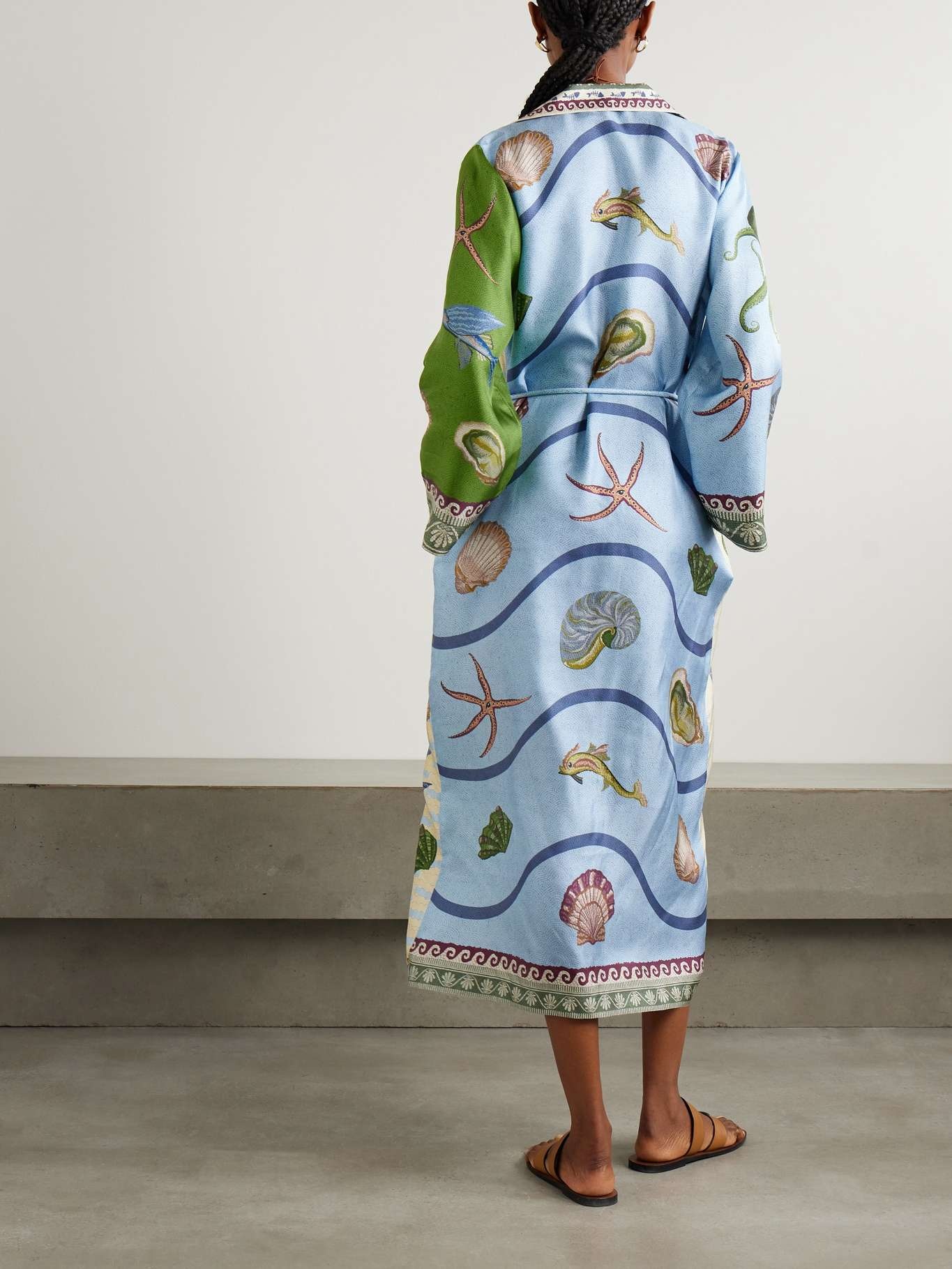 +  Sam Pauletto Bath House belted printed silk-twill midi shirt dress Multi - 4