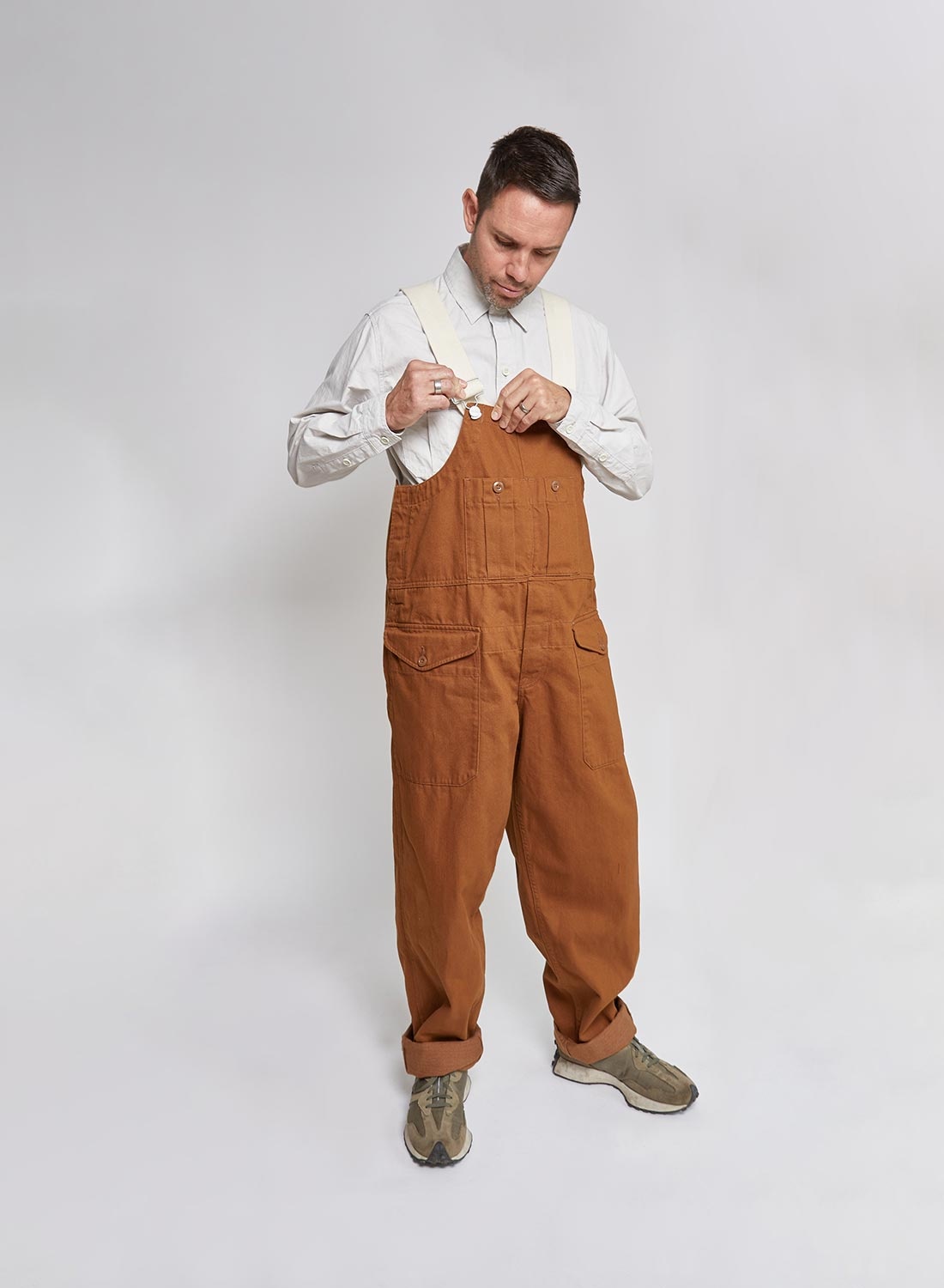 Nigel Cabourn Railway Dungaree Heavy Cotton in Brown