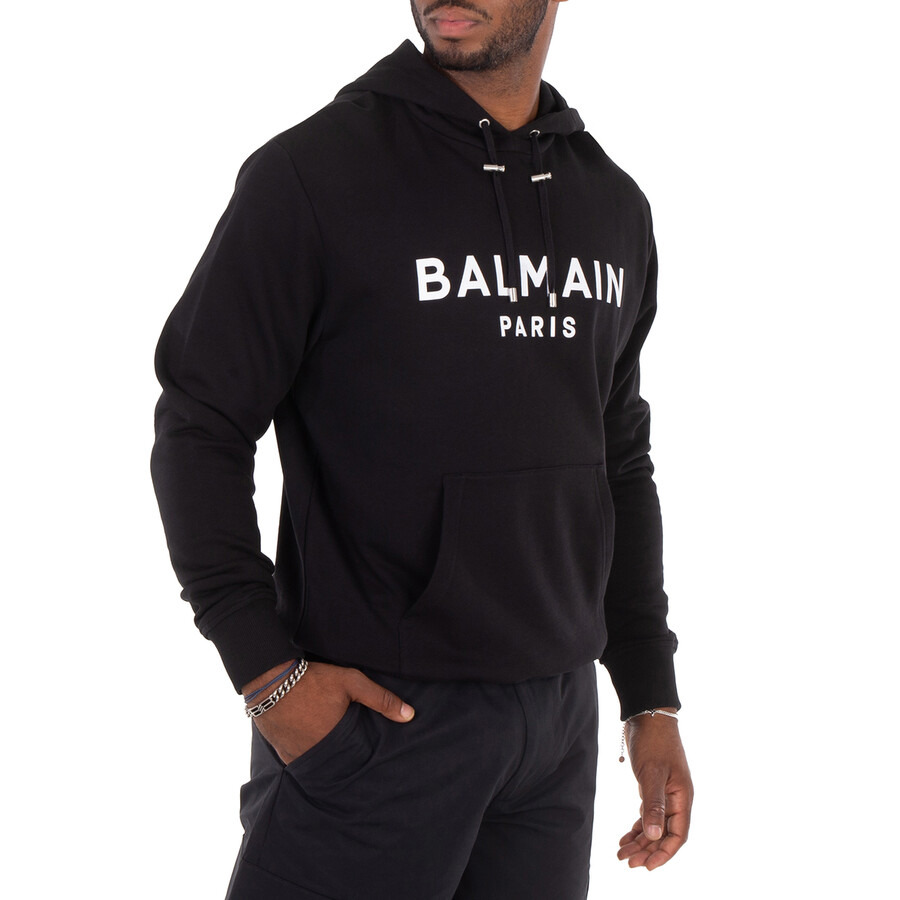 Balmain Logo Print Cotton Jersey Hoodie - 2