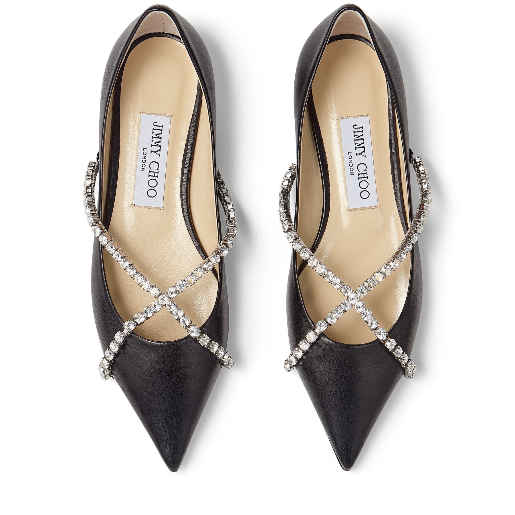 Genevi Flat
Black Nappa Leather Pointed-Toe Flats with Crystal Chain - 5