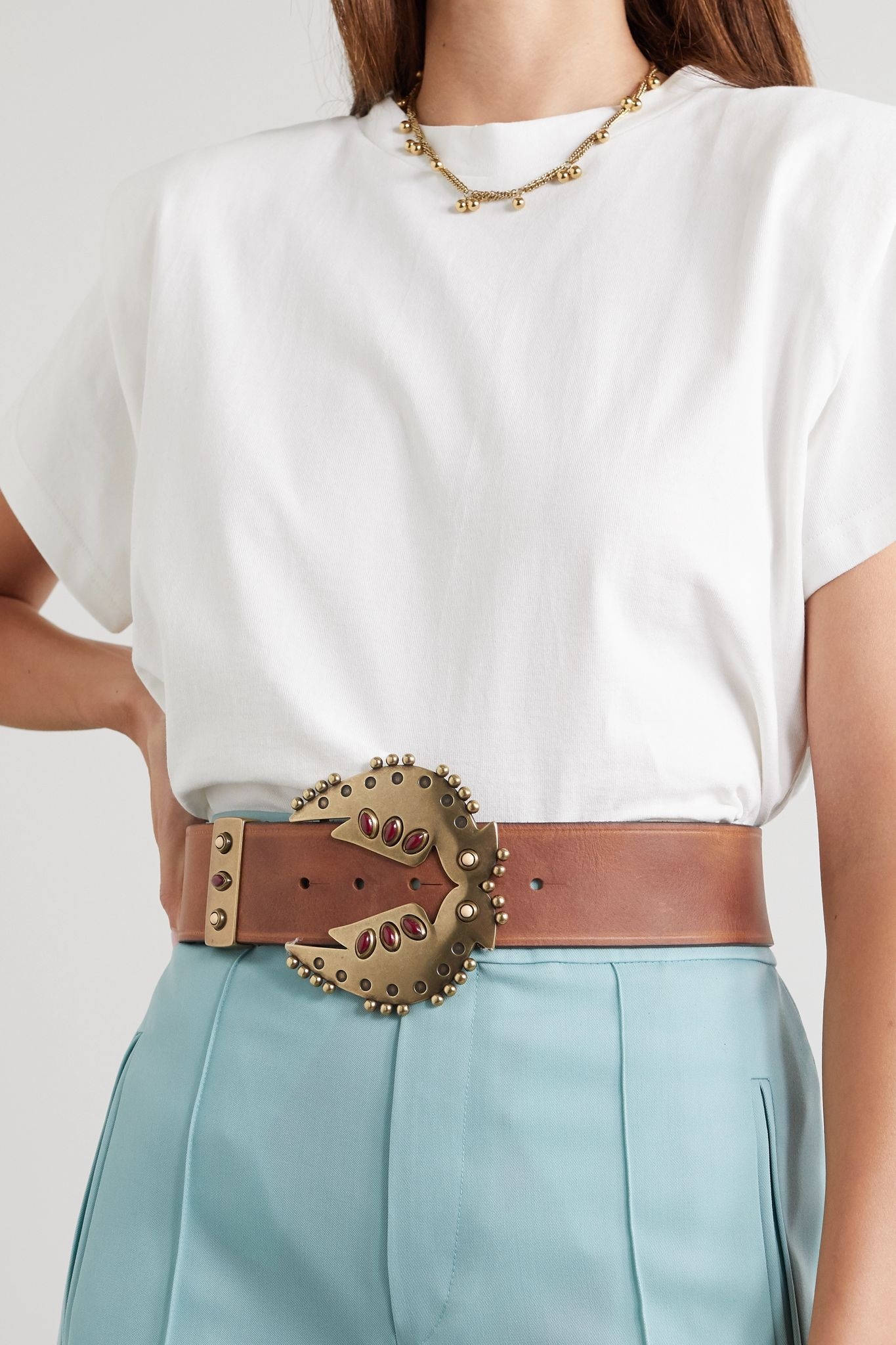 Abigail embellished leather belt - 2