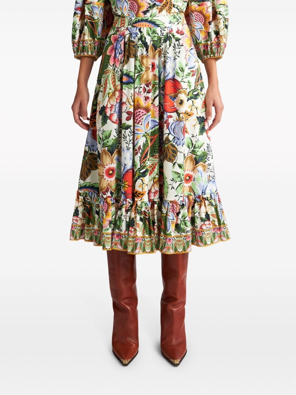 floral-print pleated midi skirt - 3