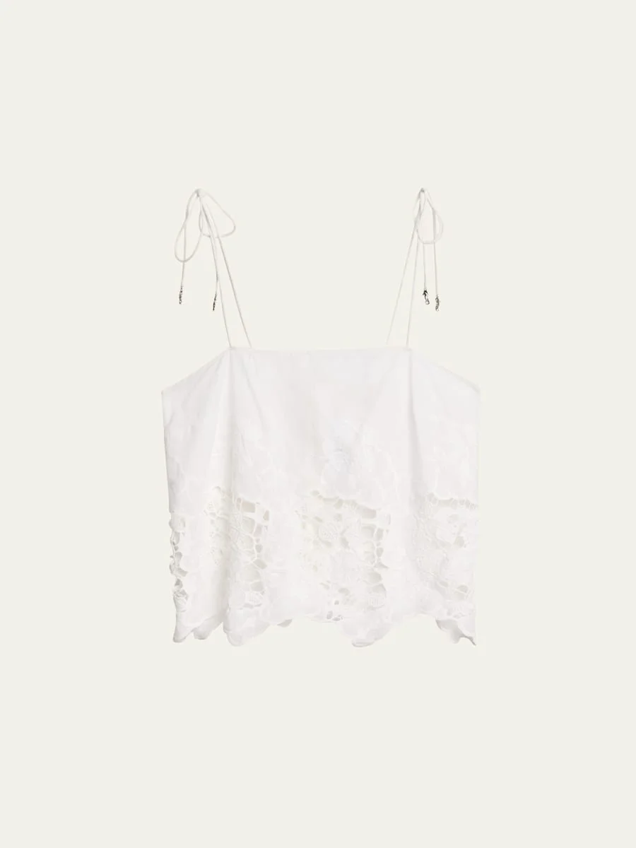 Blaire Floral-Embroidered Cotton Top - 1