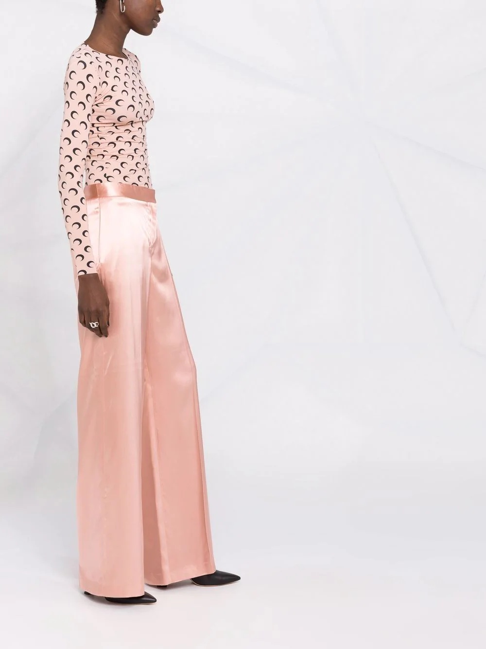 satin-effect wide-leg trousers - 6