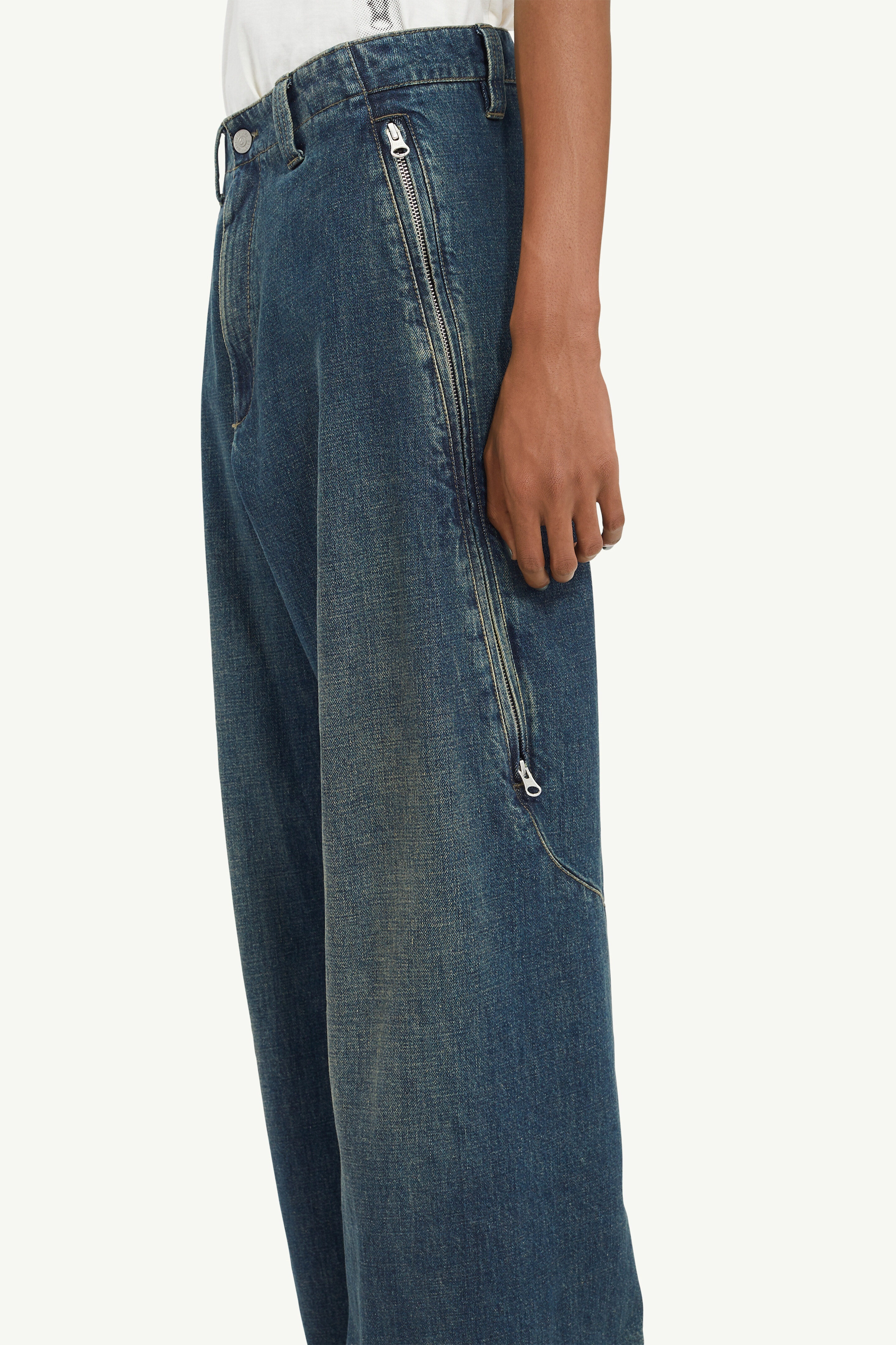 Straight Leg Blue Denim Trousers - 5