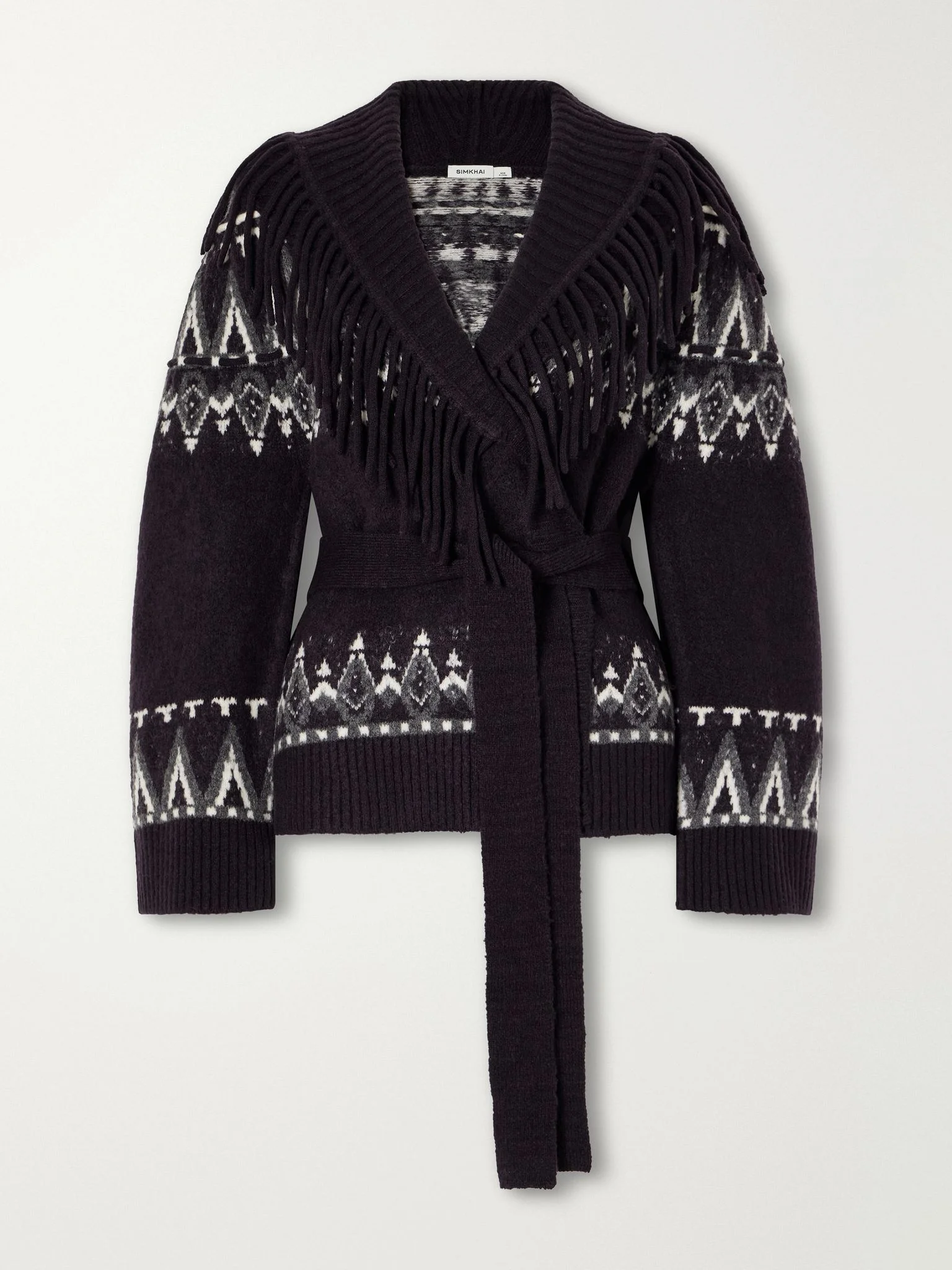 Anaise fringed Fair Isle wool-blend cardigan Dark gray - 1