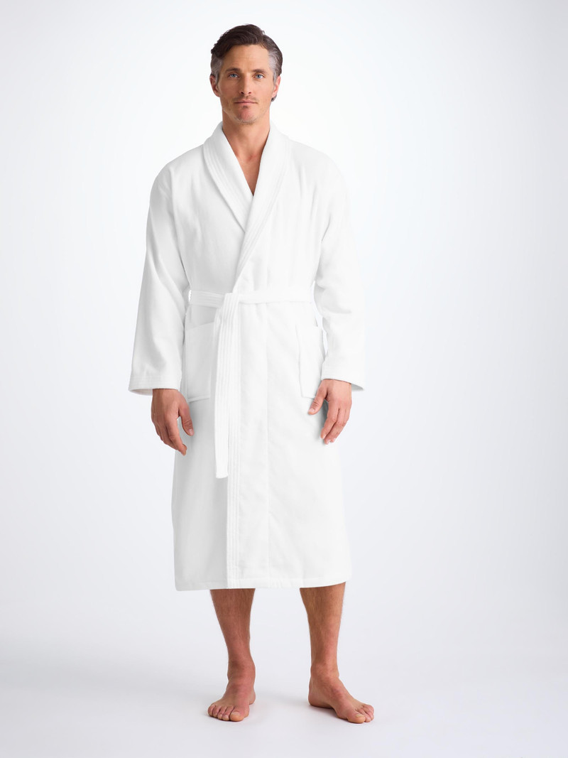 Derek Rose Men's Bathrobe Triton 10 Terry Cotton White outlook