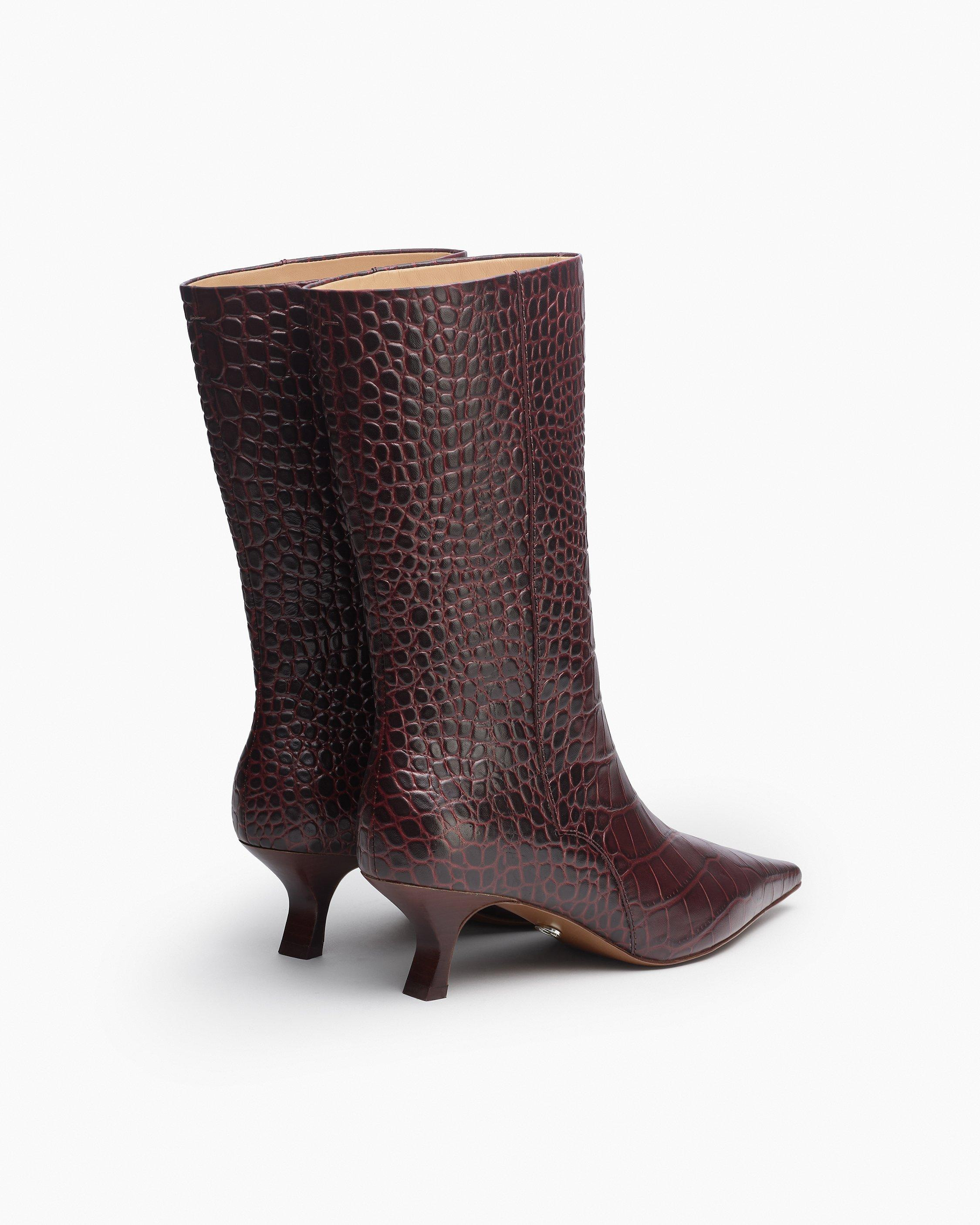 Mott Embossed Leather Boots - 4