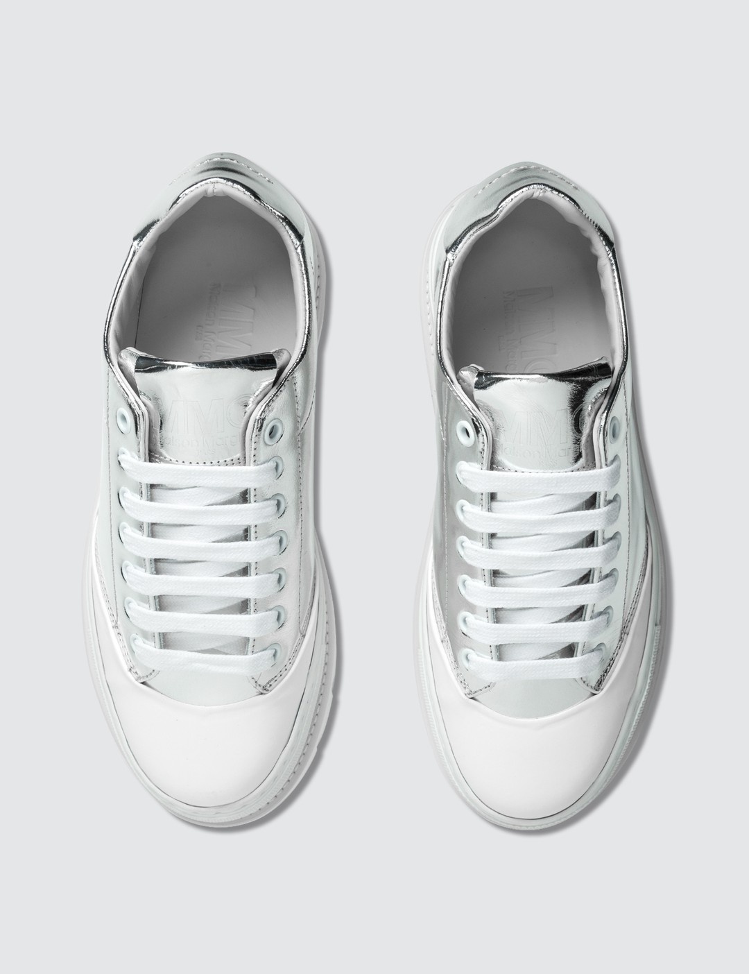 SILVER & WHITE PLATFORM SNEAKERS - 3