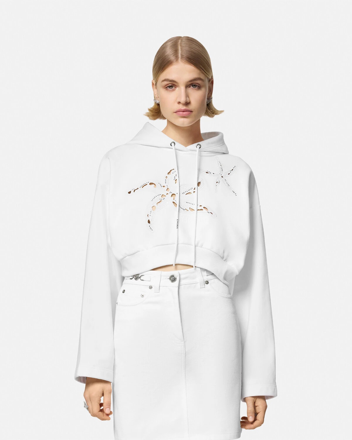 Embroidered Crop Hoodie - 4