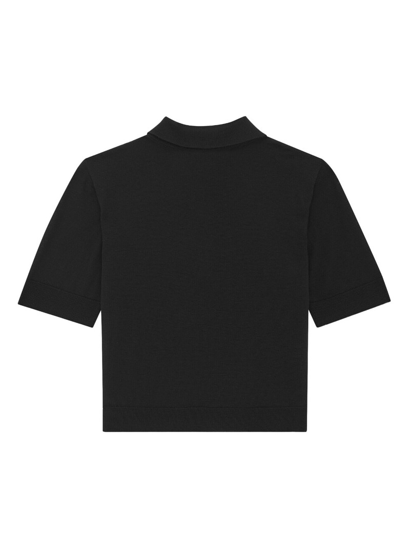SAINT LAURENT cropped wool polo top outlook