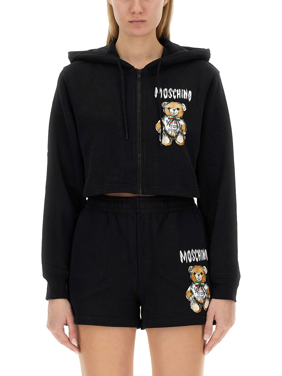 Moschino Women Cropped Sweatshirt With Teddy Bear Logo - 1