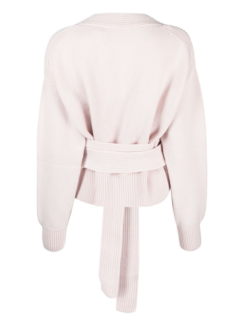 SA SU PHI belted ribbed-knit cardigan outlook
