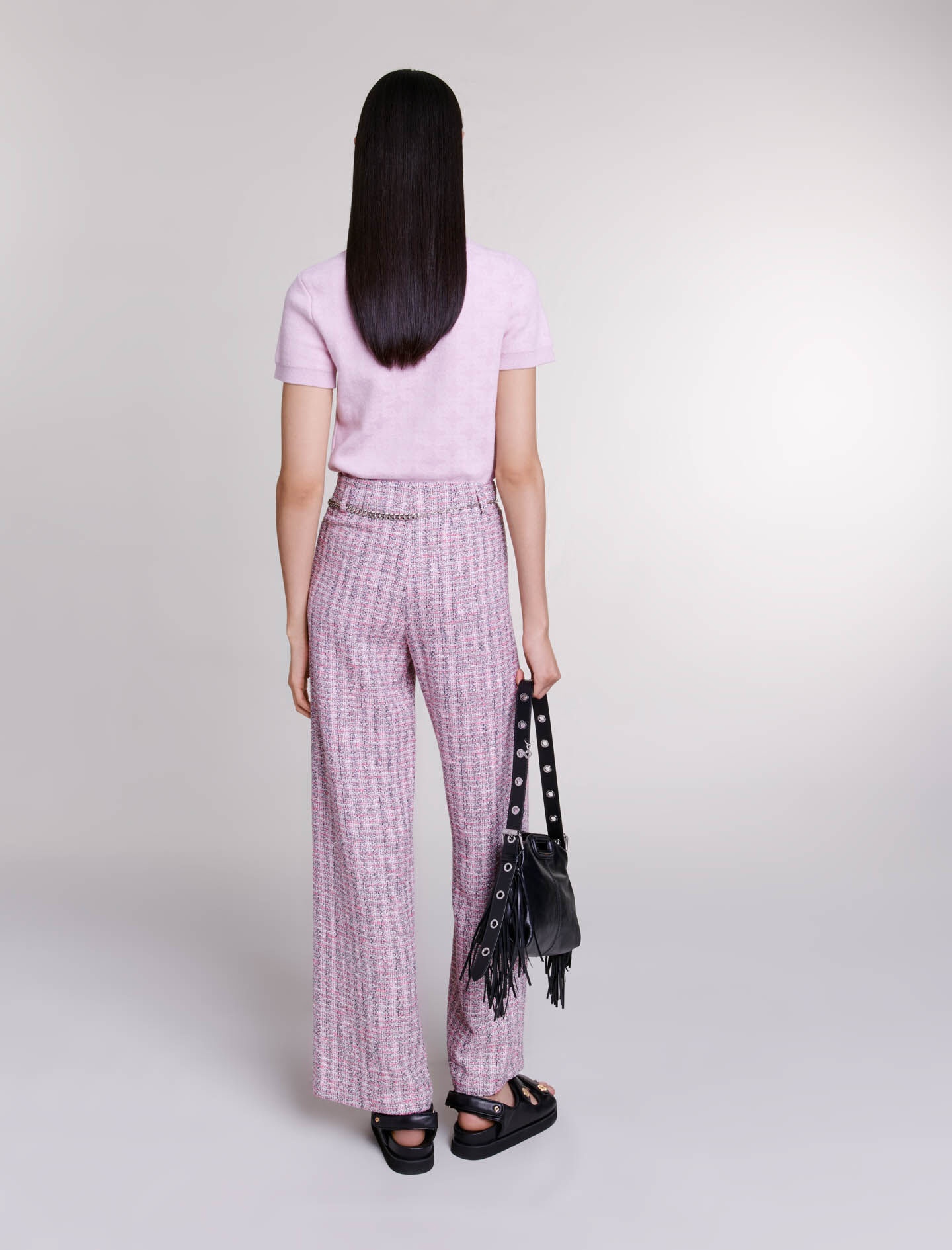 Wide-leg tweed trousers - 5
