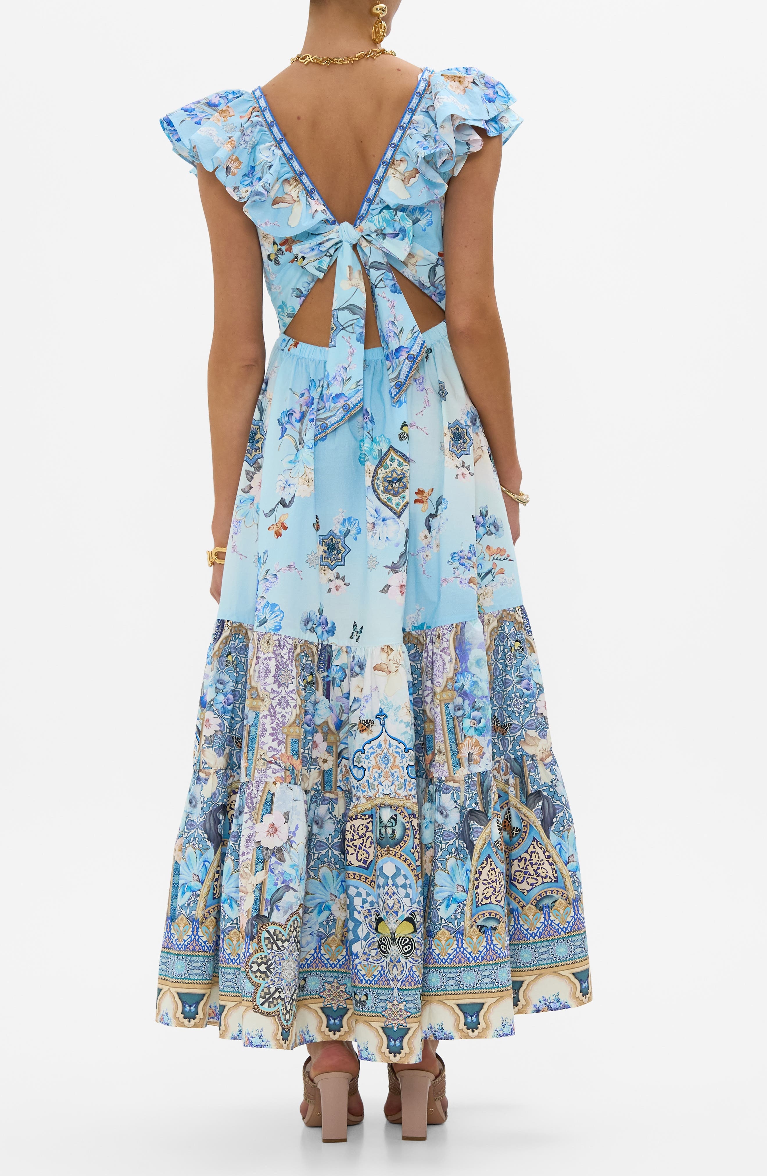 Camilla Al Manial Palace Memoirs Ruffle Neck Cotton Tiered Maxi Dress at Nordstrom - 2