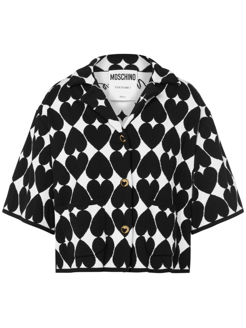 heart-motif knitted cotton shirt 1