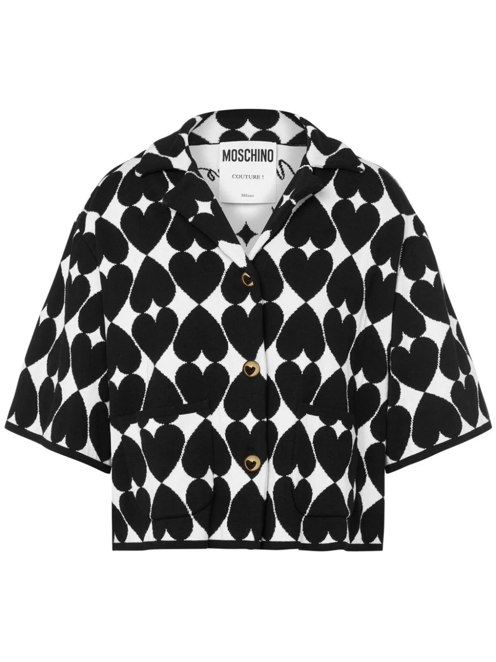 heart-motif knitted cotton shirt - 1
