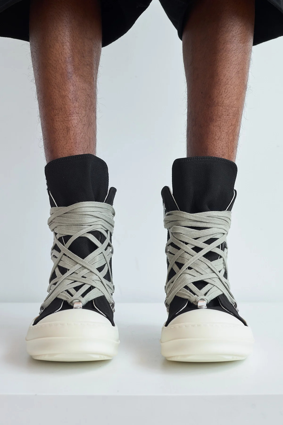 Rick Owens Drkshdw Megalace Sneaks Black/Milk - 4