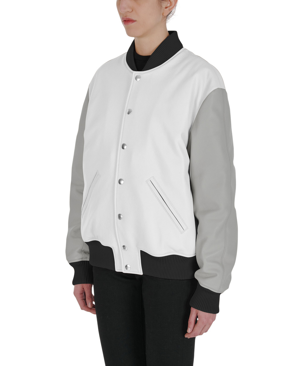 EMBROIDERED LEATHER LOGO VARSITY JACKET - 7