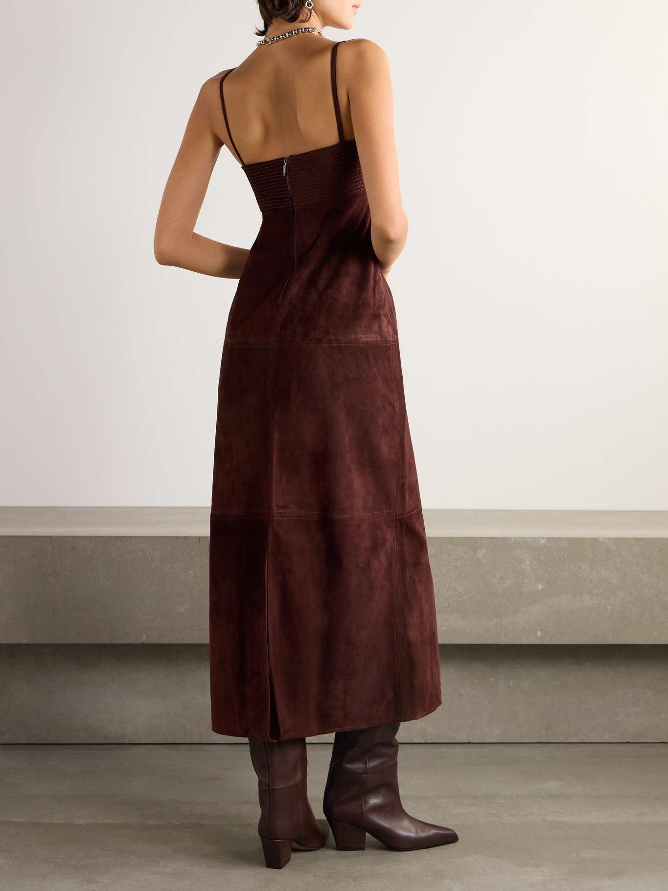 Palace embroidered suede midi dress - 4