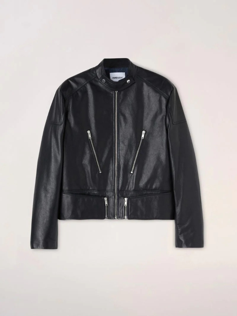 ZIPPED LEATHER BIKER JACKET 1