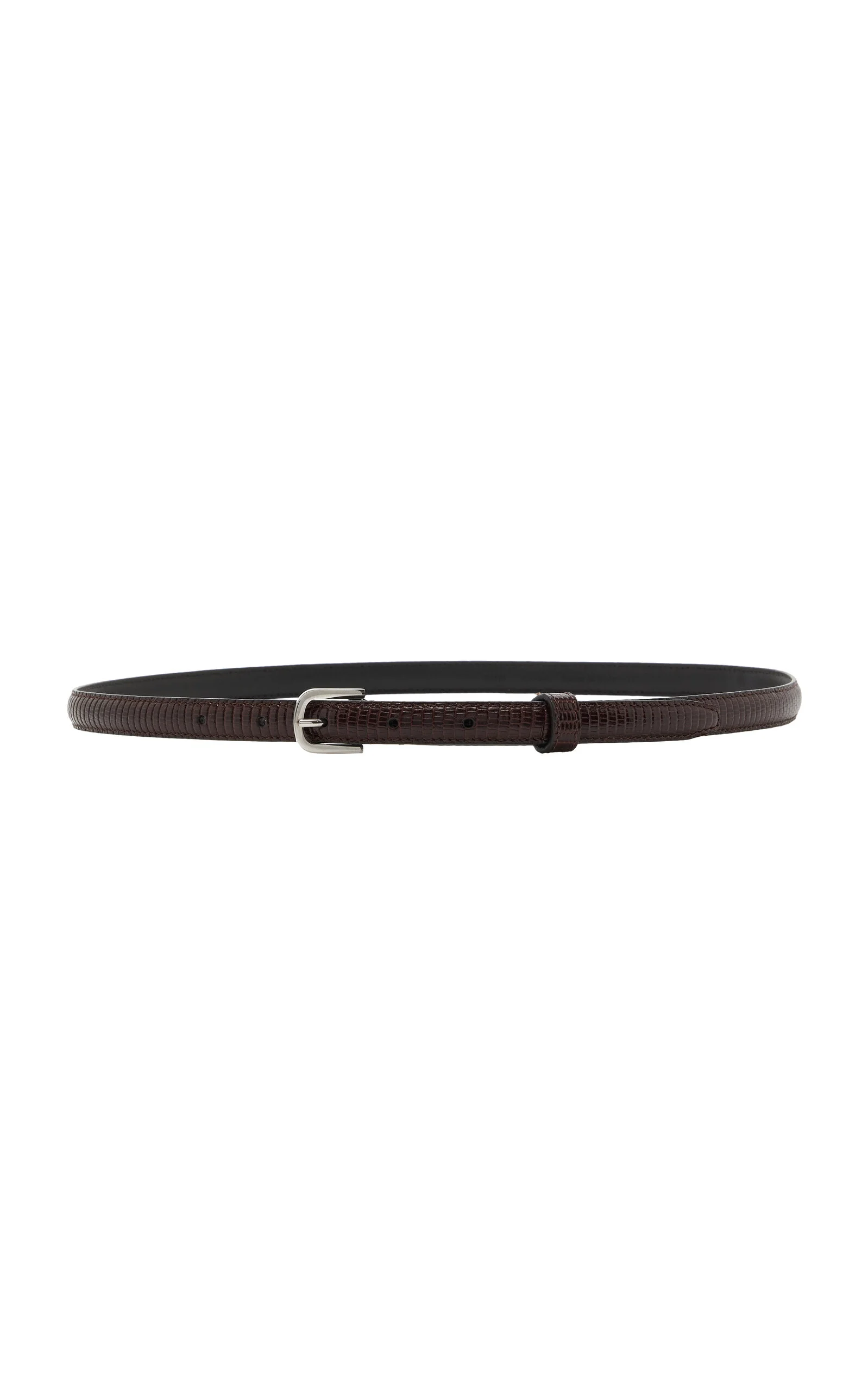 Slim Lizard-Embossed Leather Belt brown - 1