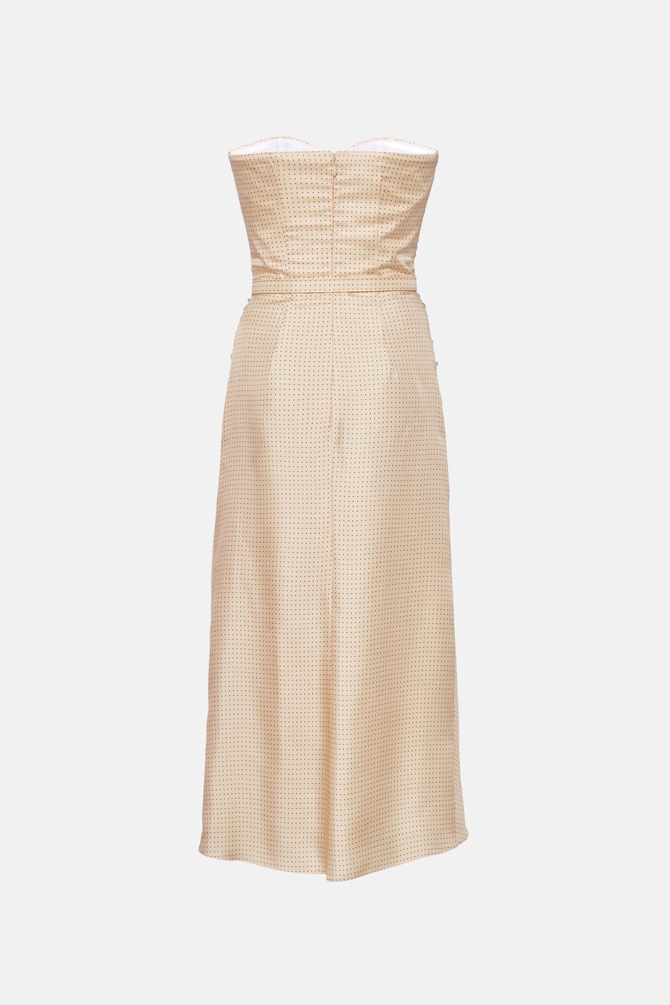 POLKA DOT PRINT SILK TWILL BUSTIER DRESS WITH BELT - 2