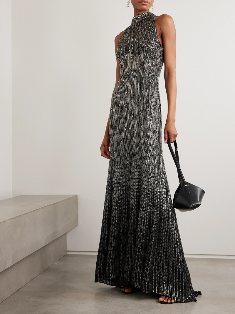 JENNY PACKHAM Benue Crystal-embellished Sequined Silk-crepe Gown outlook