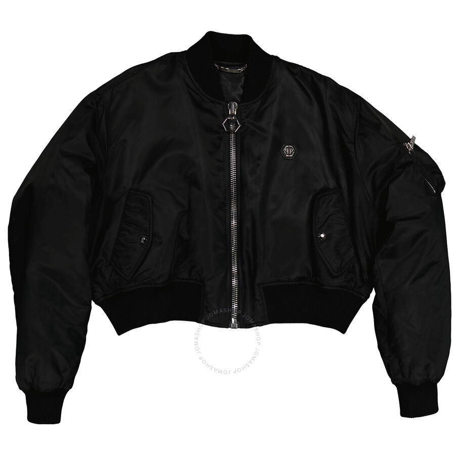 Philipp Plein Ladies Black Teddy Bear Bomber Jacket - 1