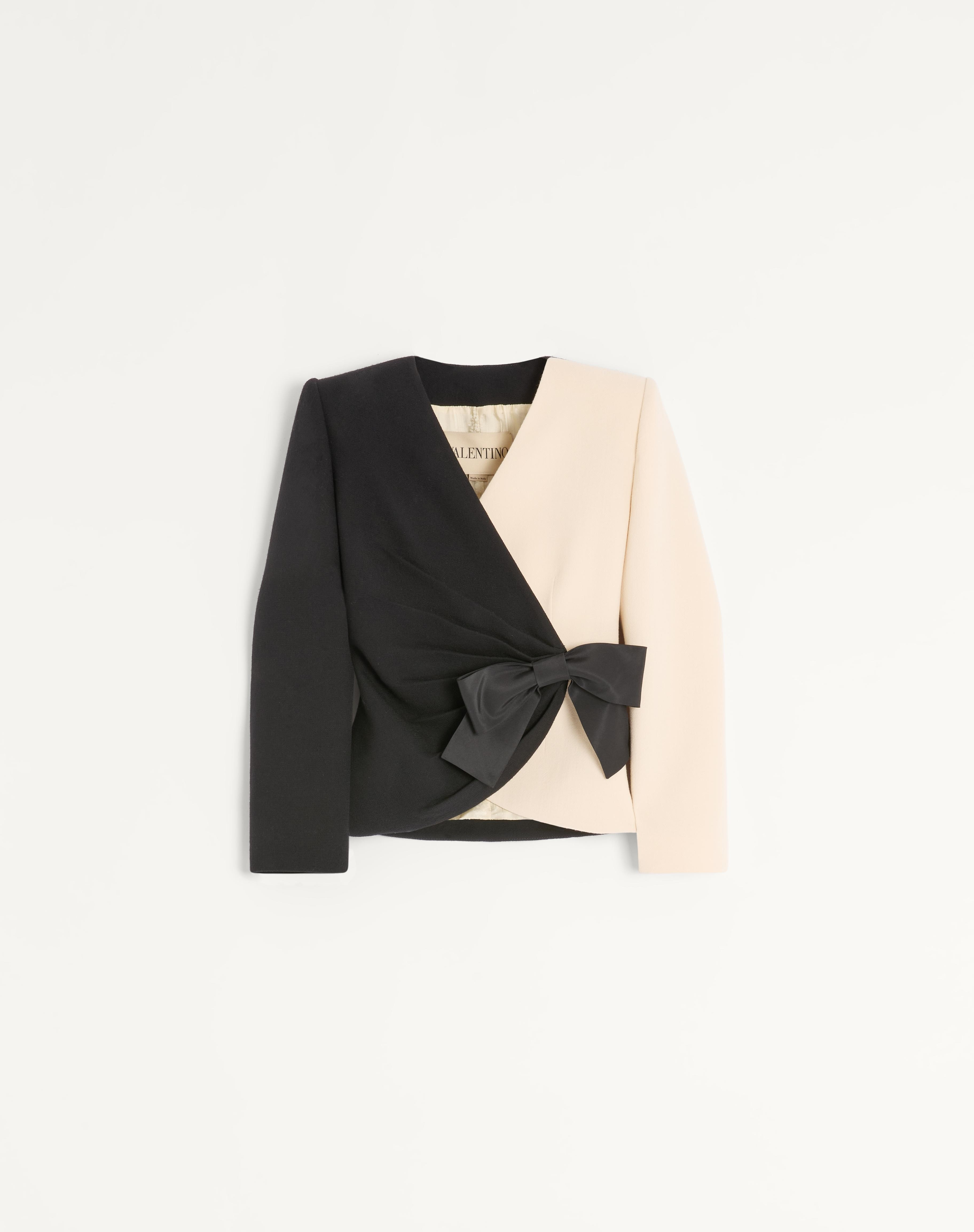 WOOL CREPE JACKET WITH CONTRASTING BOW - 1