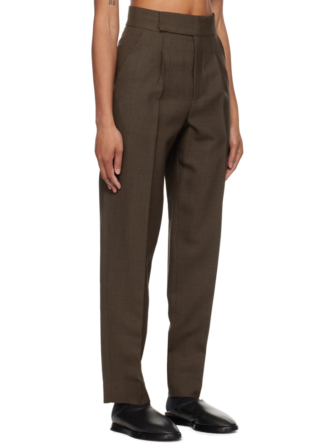 Brown Tapered Trousers - 2