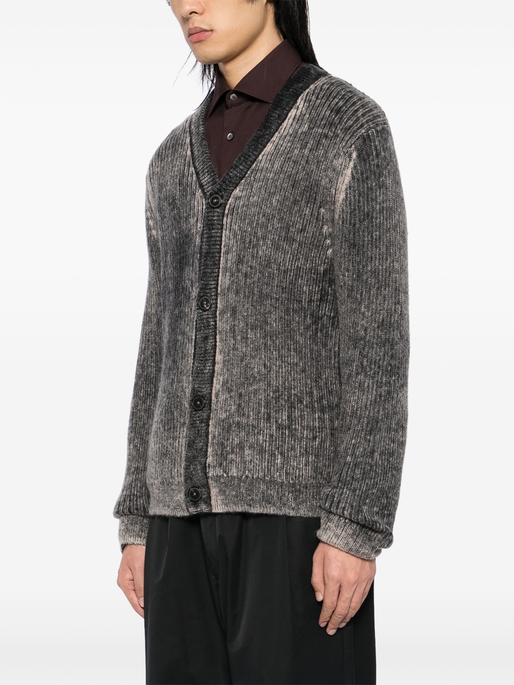 ACID-WASHED PRINTED-EFFECT CARDIGAN - 3