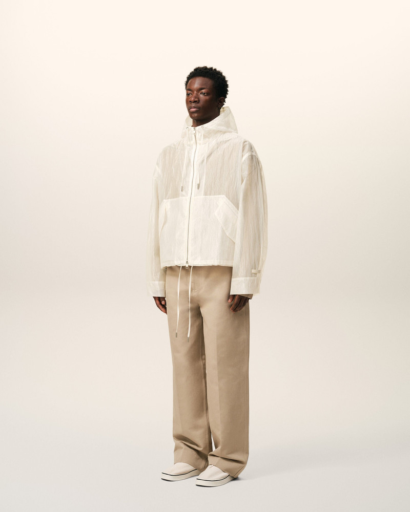 WHITE NYLON ZIPPED WINDBREAKER 6