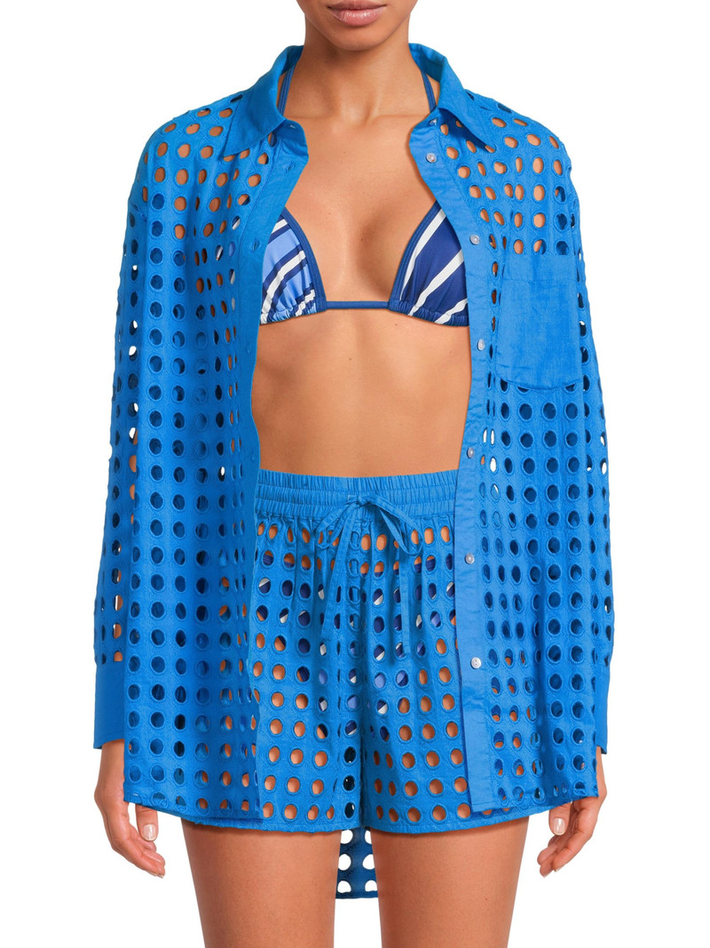 Women's The Oxford Eyelet Shirt - Cosmic Blue 3