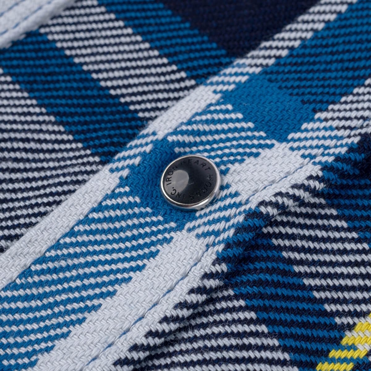 IHSH-390-BLU 9oz Selvedge American Check Western Shirt - Blue - 12