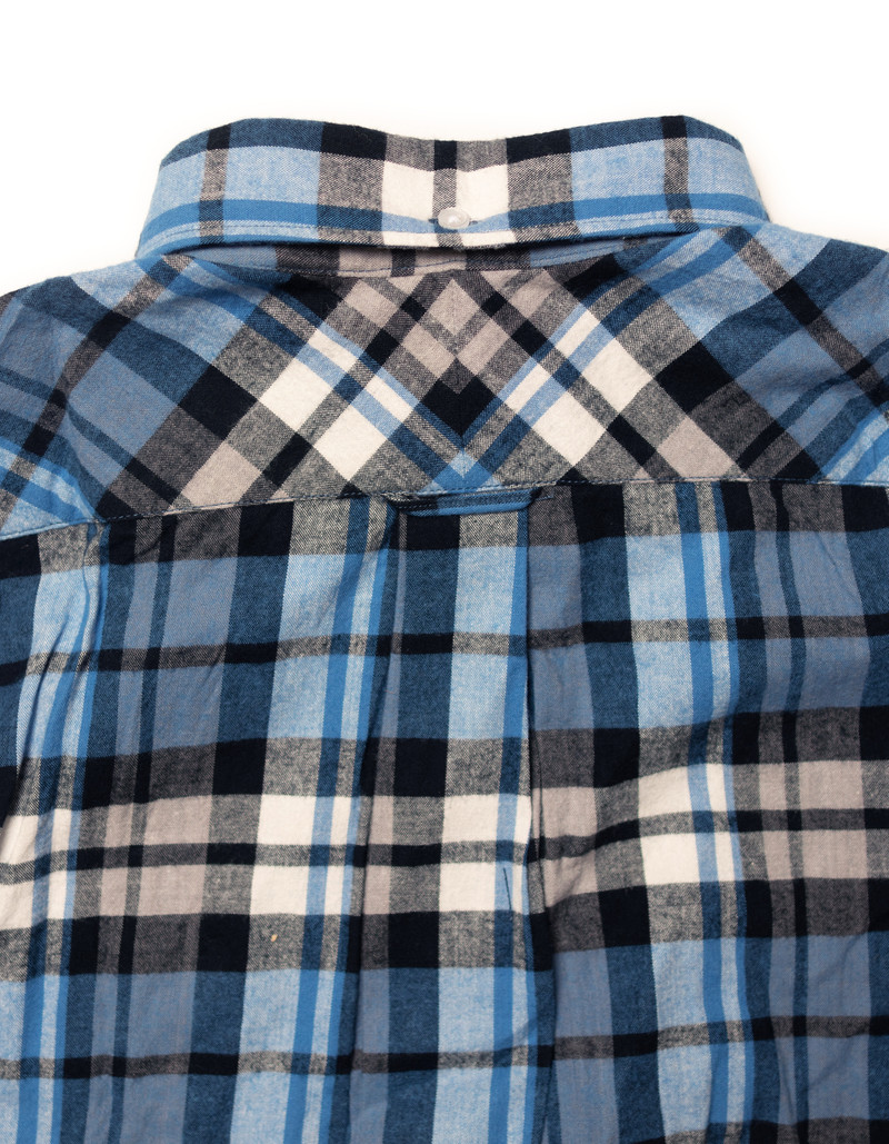 J. PRESS BLUE & CREAM PLAID COTTON FLANNEL SPORT SHIRT - TRIM FIT outlook