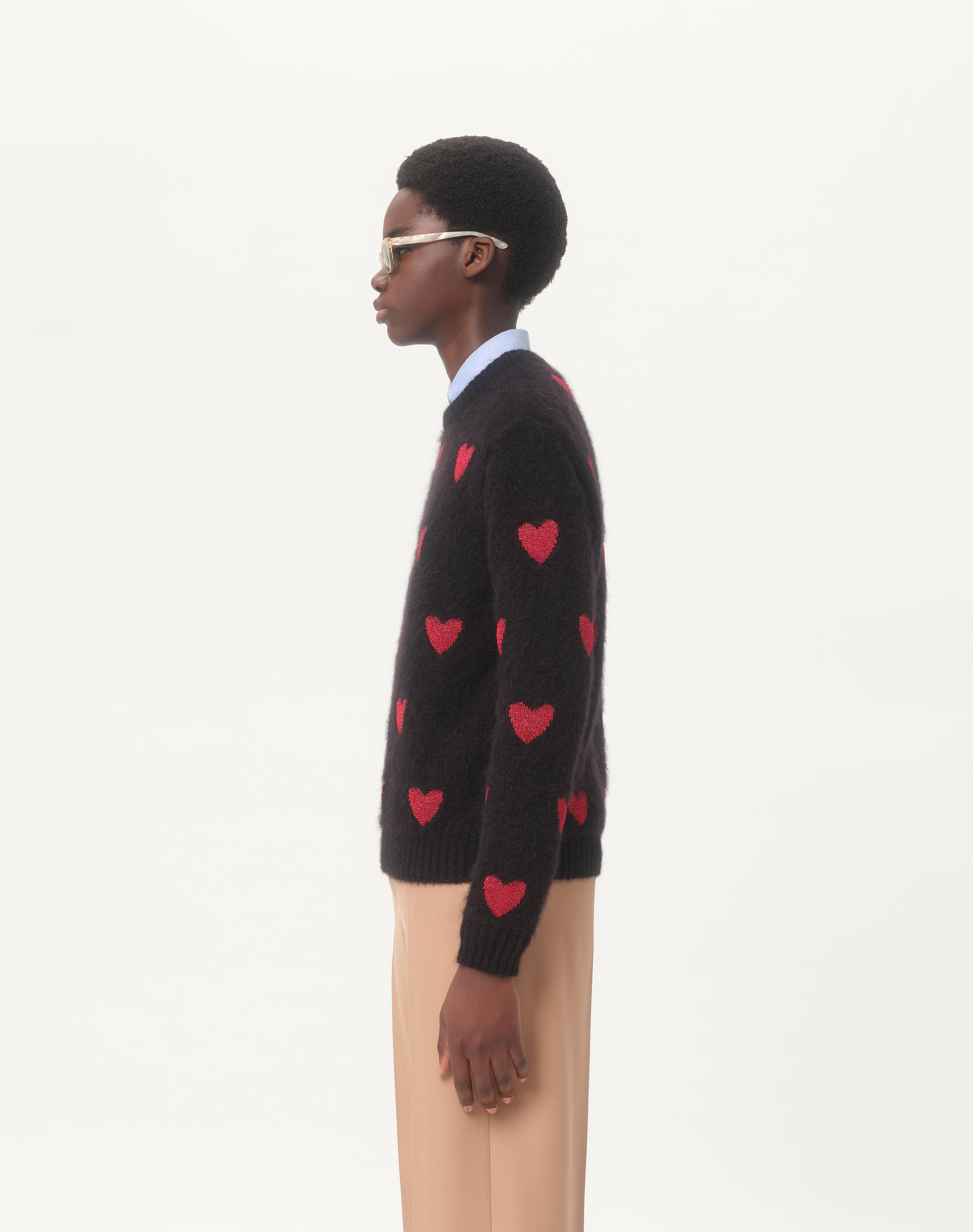 MOHAIR WOOL AND LUREX SWEATER WITH HEART JACQUARD PATTERN - 5