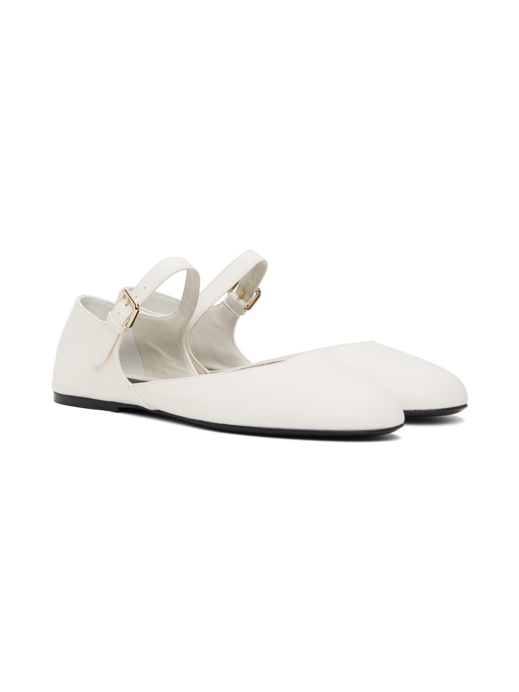 White Round Toe D'Orsay Ballerina Flats - 4