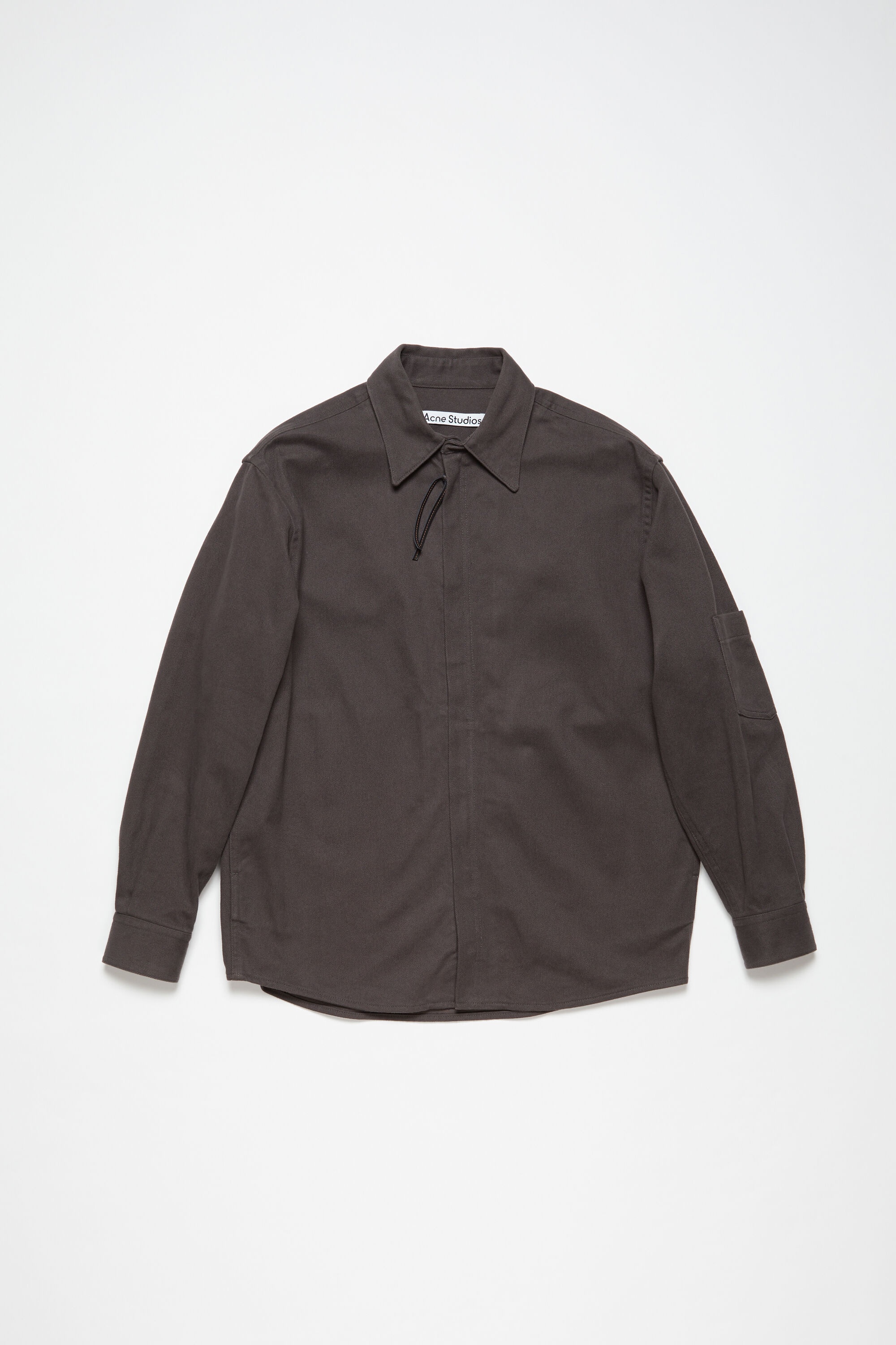 Twill zipper overshirt jacket - Stone black - 1