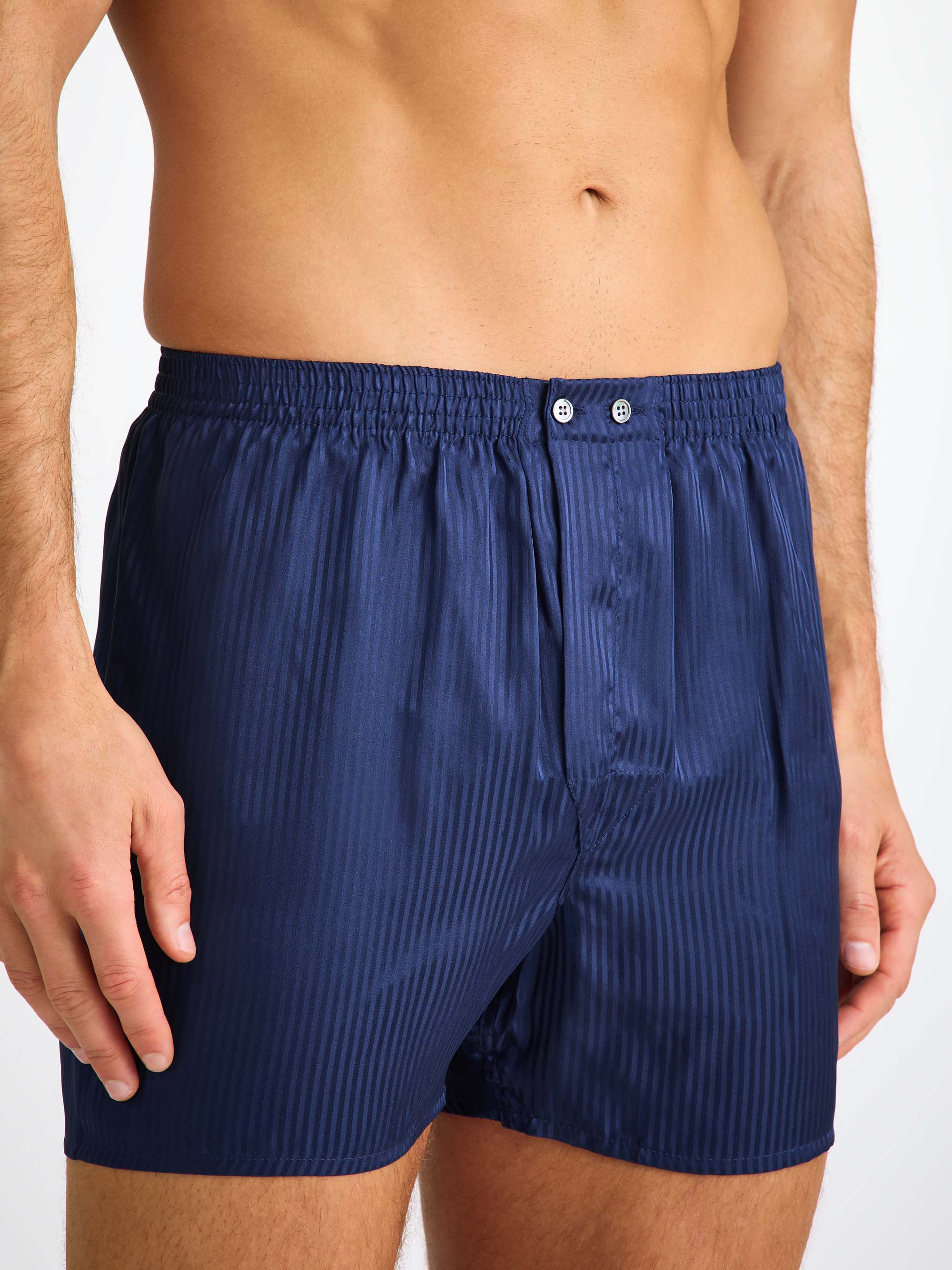 Men's Classic Fit Boxers Woburn Silk Satin Navy - 5