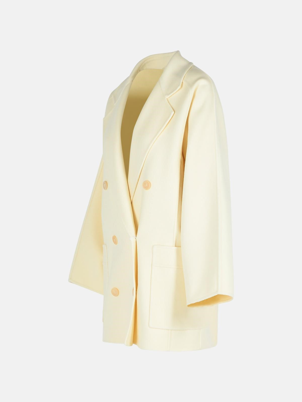 'TEDDY CROP' WHITE WOOL BLEND COAT - 2